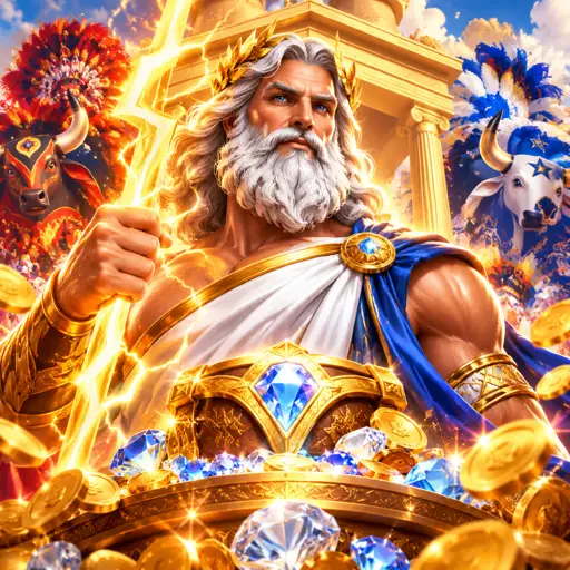 Gates of Olympus com Zeus lançando esferas de multiplicador sobre o grid